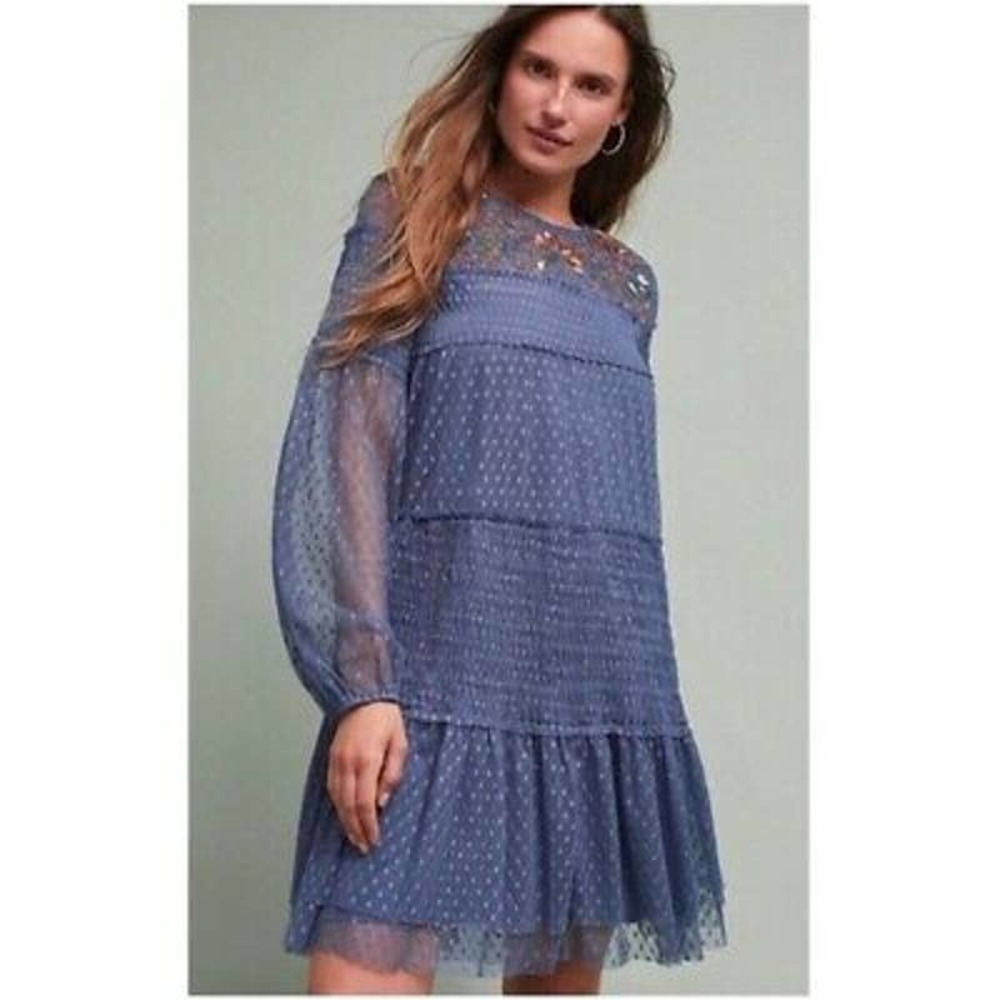 Anthropologie Maeve Samara Blue Tunic Dress S